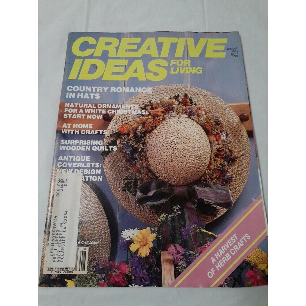 Vtg Creative Ideas For Living Magazine August 1984 Crafts Projects Decorating